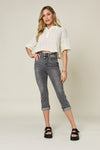 Judy Blue Full Size Button Fly High Waist Cuffed Capris ONLINE EXCLUSIVE