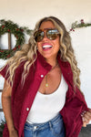 Wine Linden Sherpa Vest Jacket | PRE ORDER Arrives End Of Nov