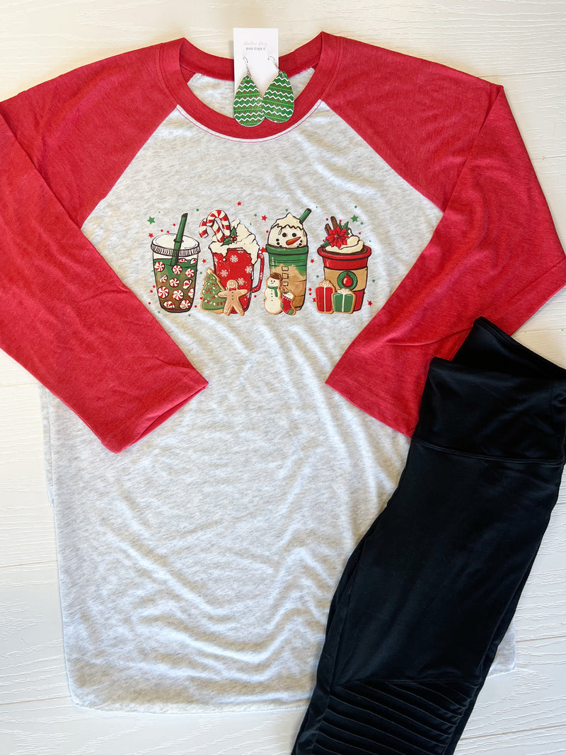 Christmas Latte Raglan Graphic Tee