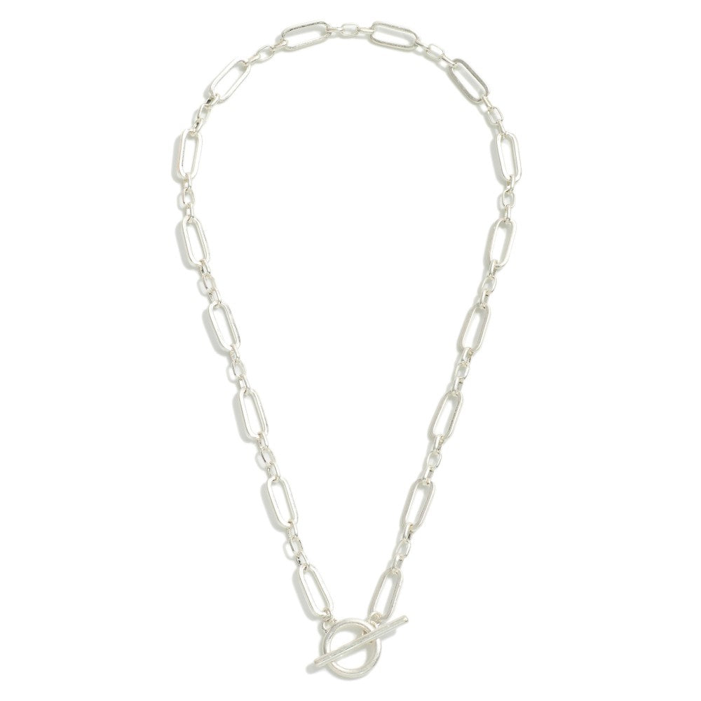 Silver Paperclip Chain Link Necklace