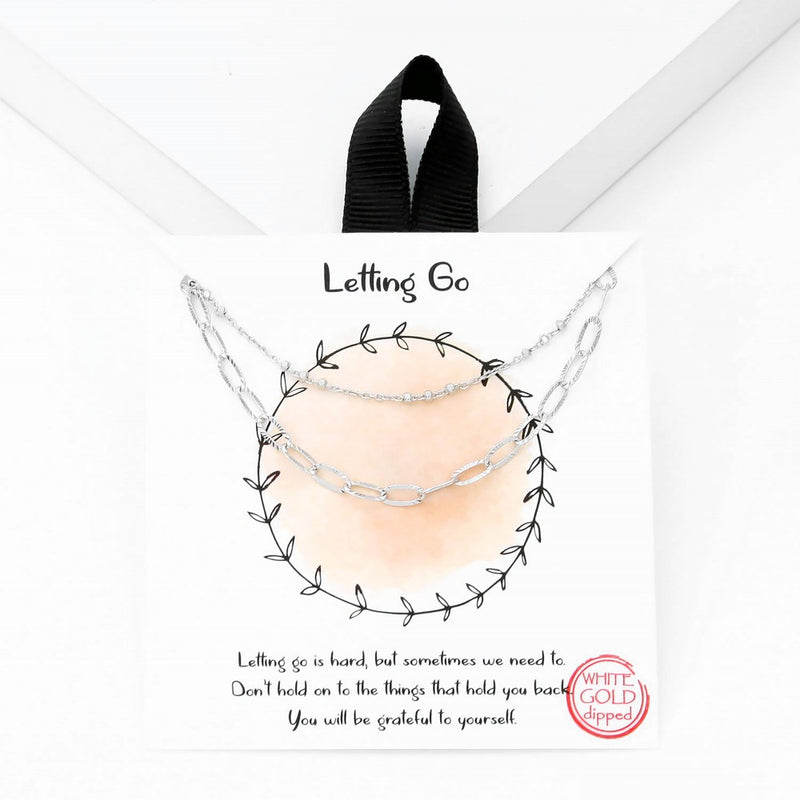 Letting Go Dainty Layered Silver Chain Necklace
