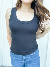 Black Soft Ribbed Tank Top