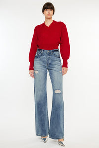 Kancan Distressed High Waist Bootcut Jeans ONLINE EXCLUSIVE