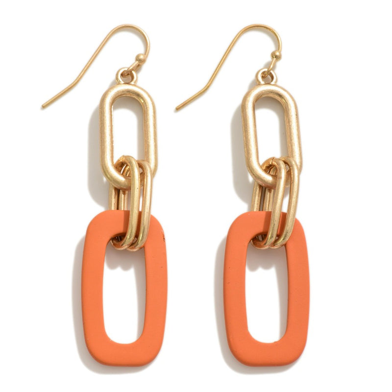 Orange & Gold Link Earrings