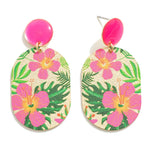 Hot Pink Floral Drop Earrings