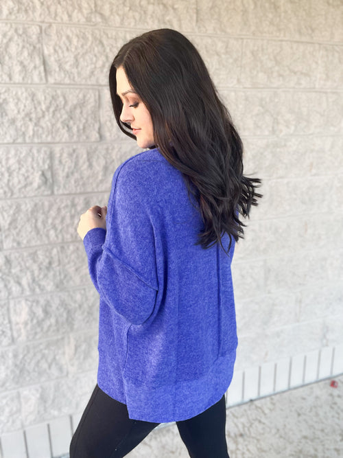 Blue Oversized Soft Feel Sweater Top