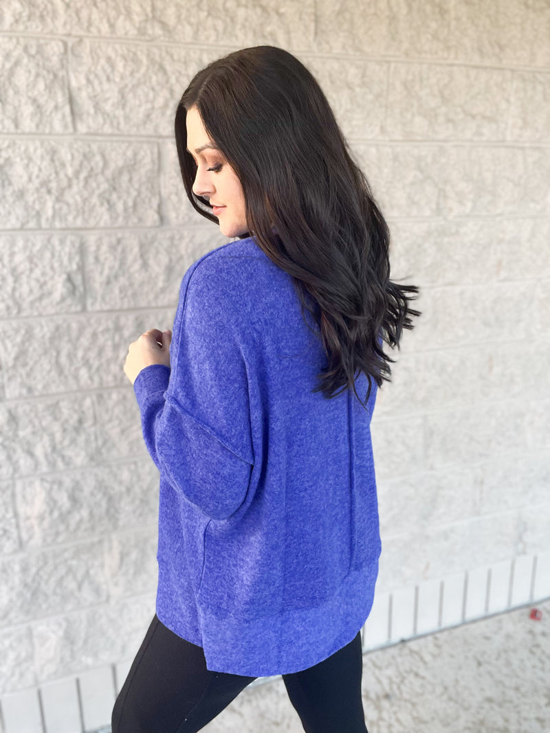 Blue Oversized Soft Feel Sweater Top