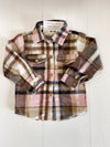 Kids Pink & Brown Plaid Shacket