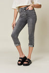 Judy Blue Full Size Button Fly High Waist Cuffed Capris ONLINE EXCLUSIVE
