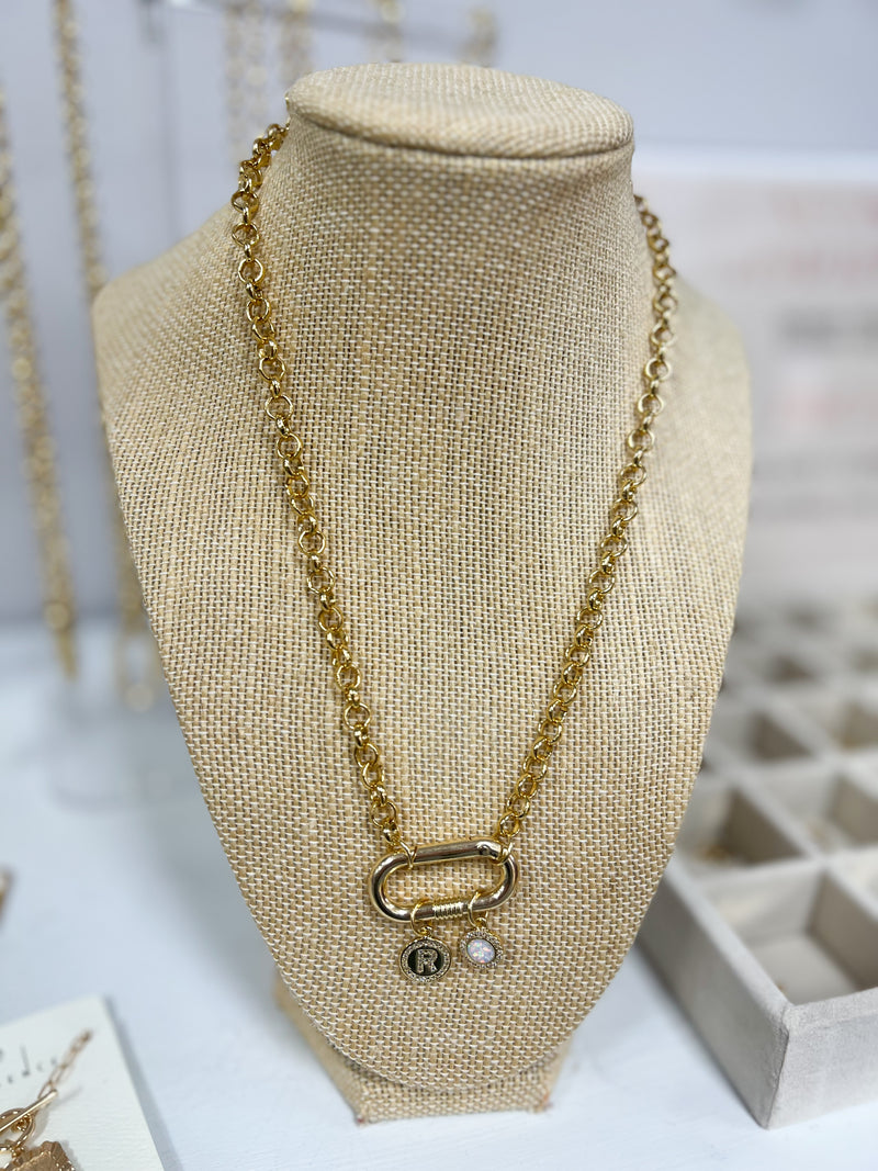 Gold Rolo Chain Link Necklace | Necklace Charm Bar