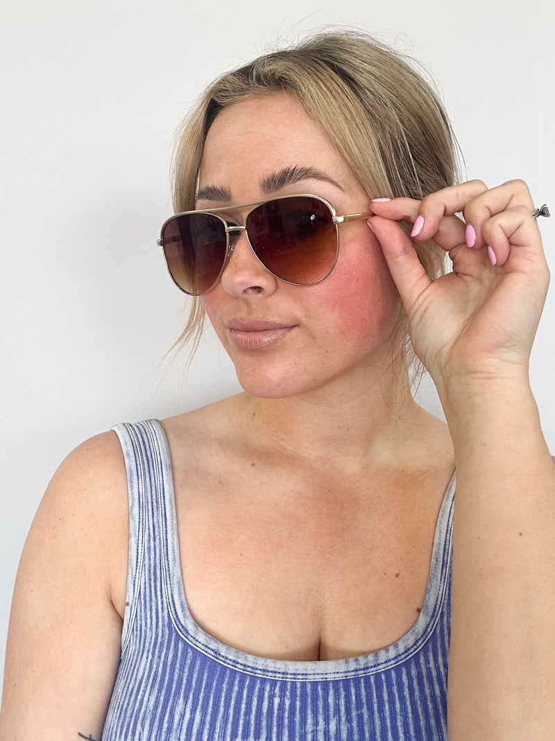 Malibu Aviator Sunglasses | Gold Frame & Brown Lens