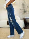 Judy Blue Full Size Mid Rise Distressed Raw Hem Jeans ONLINE EXCLUSIVE