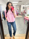 Pink Bow Blouse Top