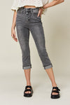 Judy Blue Full Size Button Fly High Waist Cuffed Capris ONLINE EXCLUSIVE