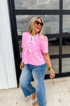 Pink Bow Blouse Top