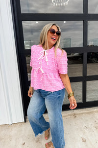 Pink Bow Blouse Top