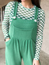 Green Karli Ribbed Jumpsuit Overalls