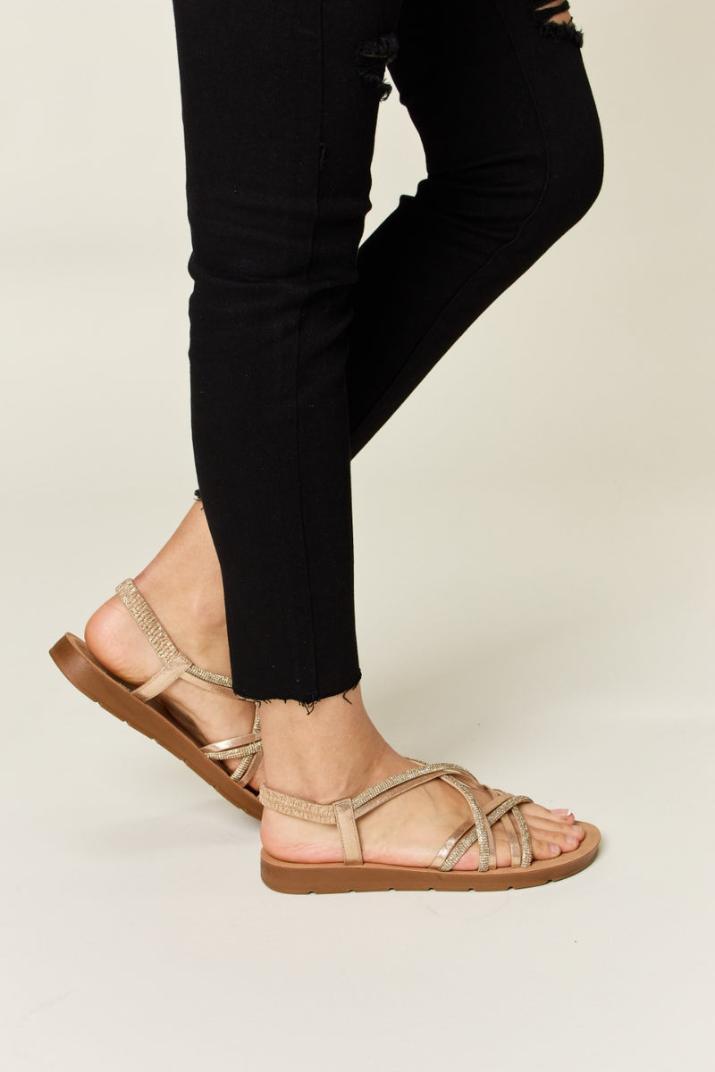 Forever Link Rhinestone Crisscross Flat Sandals ONLINE EXCLUSIVE
