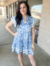 Bailey Satin Blue Print Dress