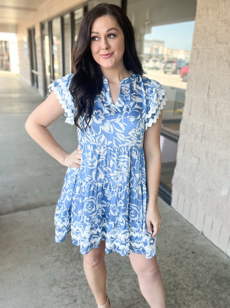 Bailey Satin Blue Print Dress