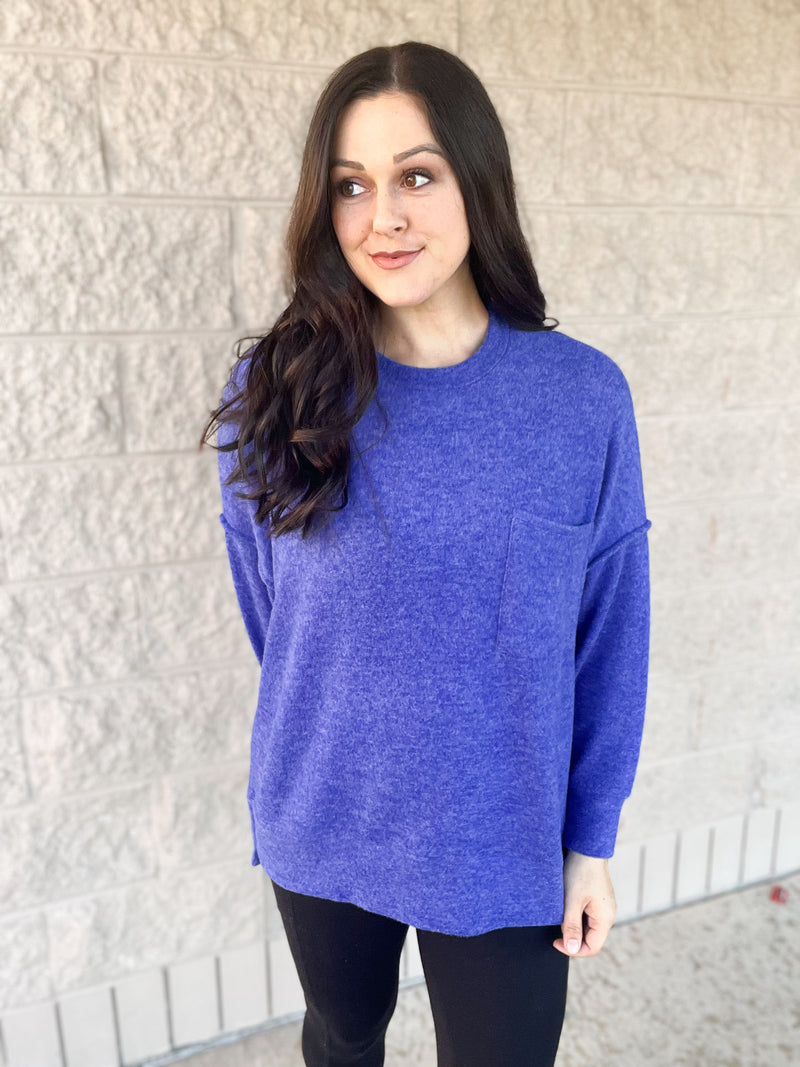 Blue Oversized Soft Feel Sweater Top