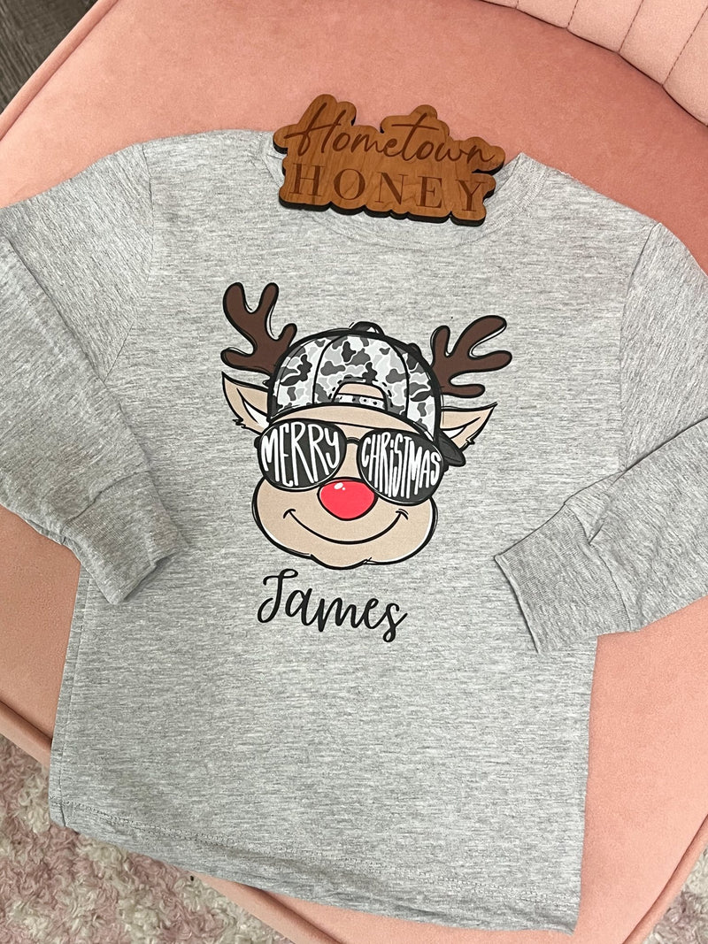 Boy Camo Reindeer Personalized Kids Graphic Tee | Build Your Own Tshirt Bar