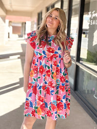 With Love Floral Ruffle Sleeve Dress