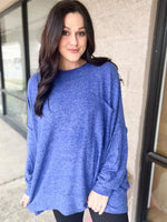 Blue Oversized Soft Feel Sweater Top