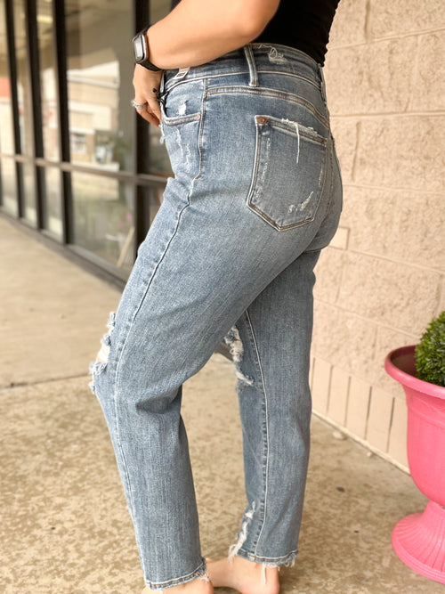Catch You Later High Waist Judy Blue Boyfriend Fit Jeans