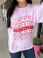Merry Christmas Pink Sweatshirt Graphic Tee