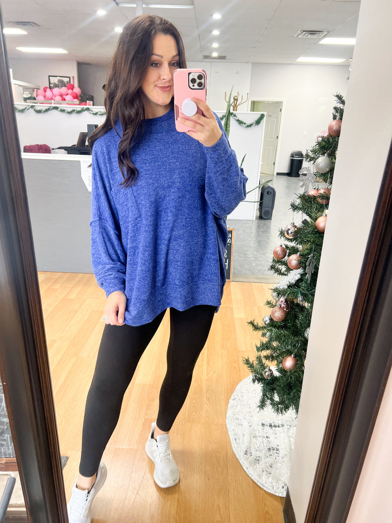 Blue Oversized Soft Feel Sweater Top