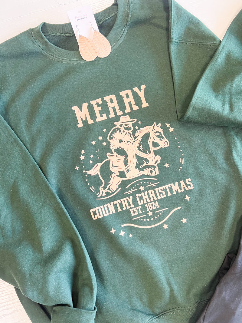 Merry Country Christmas Sweatshirt Graphic Tee