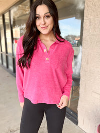Pink Soft Feel Collar Pullover Sweater Top