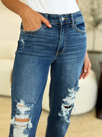 Judy Blue Full Size Mid Rise Distressed Raw Hem Jeans ONLINE EXCLUSIVE