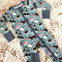 Sounds Of The Farm One Piece Bamboo Pajamas