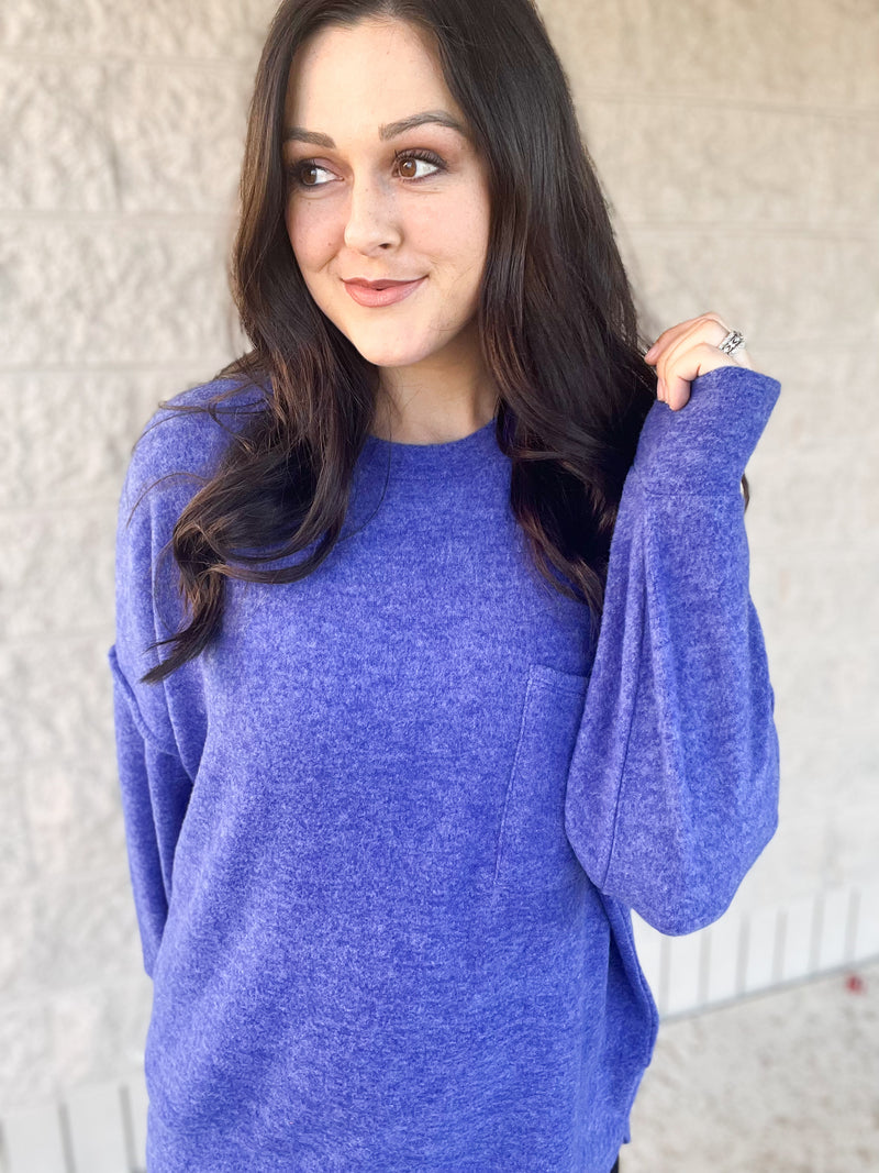 Blue Oversized Soft Feel Sweater Top