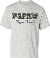 Camo Dad, Papaw, Grandpa Personalized Graphic Tee | Build Your Own Tshirt Bar