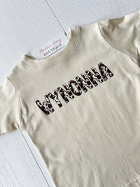 Cow Print Personalized Name Kids Graphic Tee | Tshirt Bar