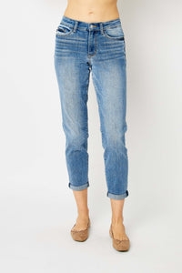 Judy Blue Full Size Cuffed Hem Low Waist Slim Jeans ONLINE EXCLUSIVE
