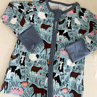 Sounds Of The Farm One Piece Bamboo Pajamas