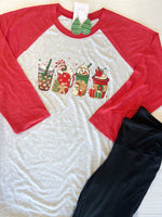 Christmas Latte Raglan Graphic Tee