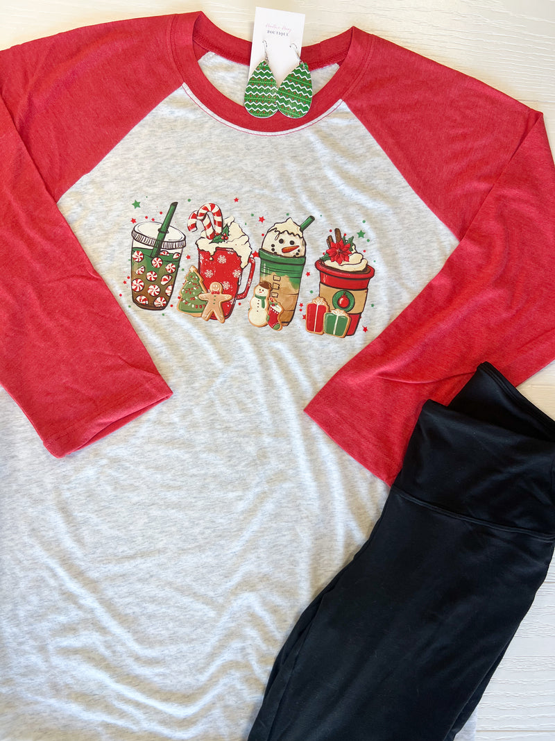 Christmas Latte Raglan Graphic Tee