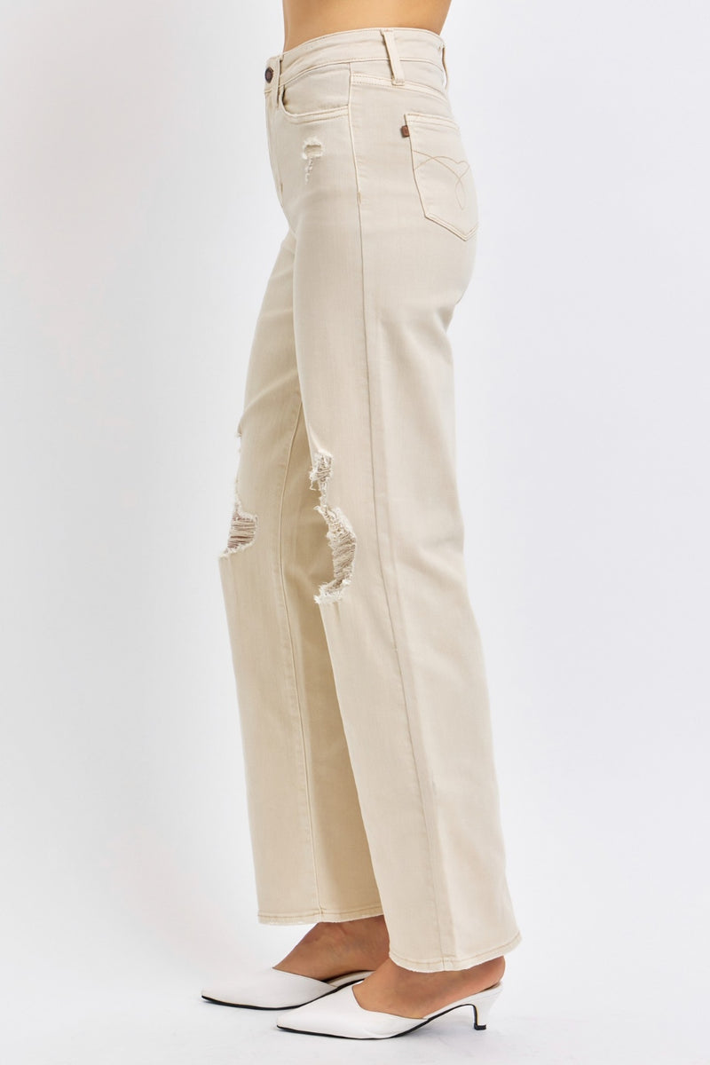Judy Blue Full Size High Waist Distressed Wide Leg Jeans ONLINE EXCLUSIVE