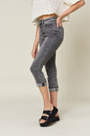 Judy Blue Full Size Button Fly High Waist Cuffed Capris ONLINE EXCLUSIVE