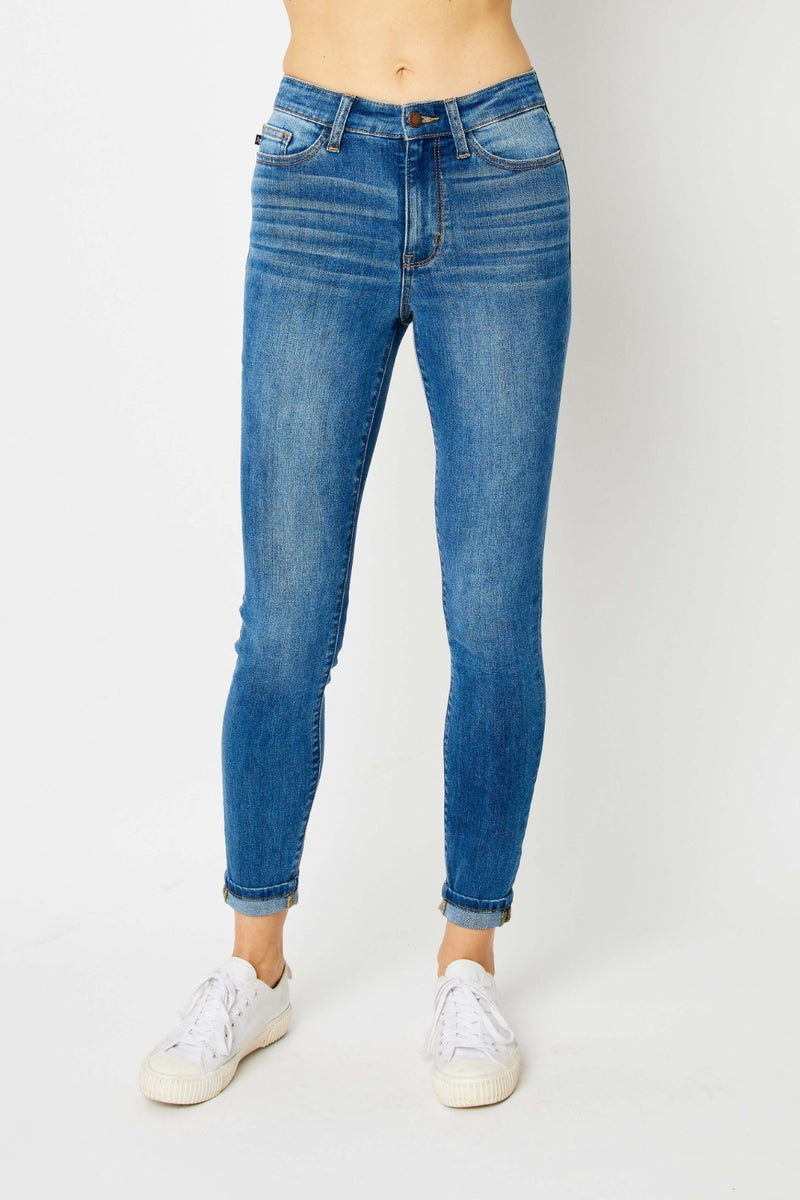 Judy Blue Full Size Cuffed Hem Low Waist Skinny Jeans ONLINE EXCLUSIVE