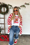 Christmas Red Checkers Cloud Cardigan | PRE ORDER Arrives End Of Oct