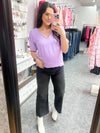 Lavender Puff Sleeve Blouse Top