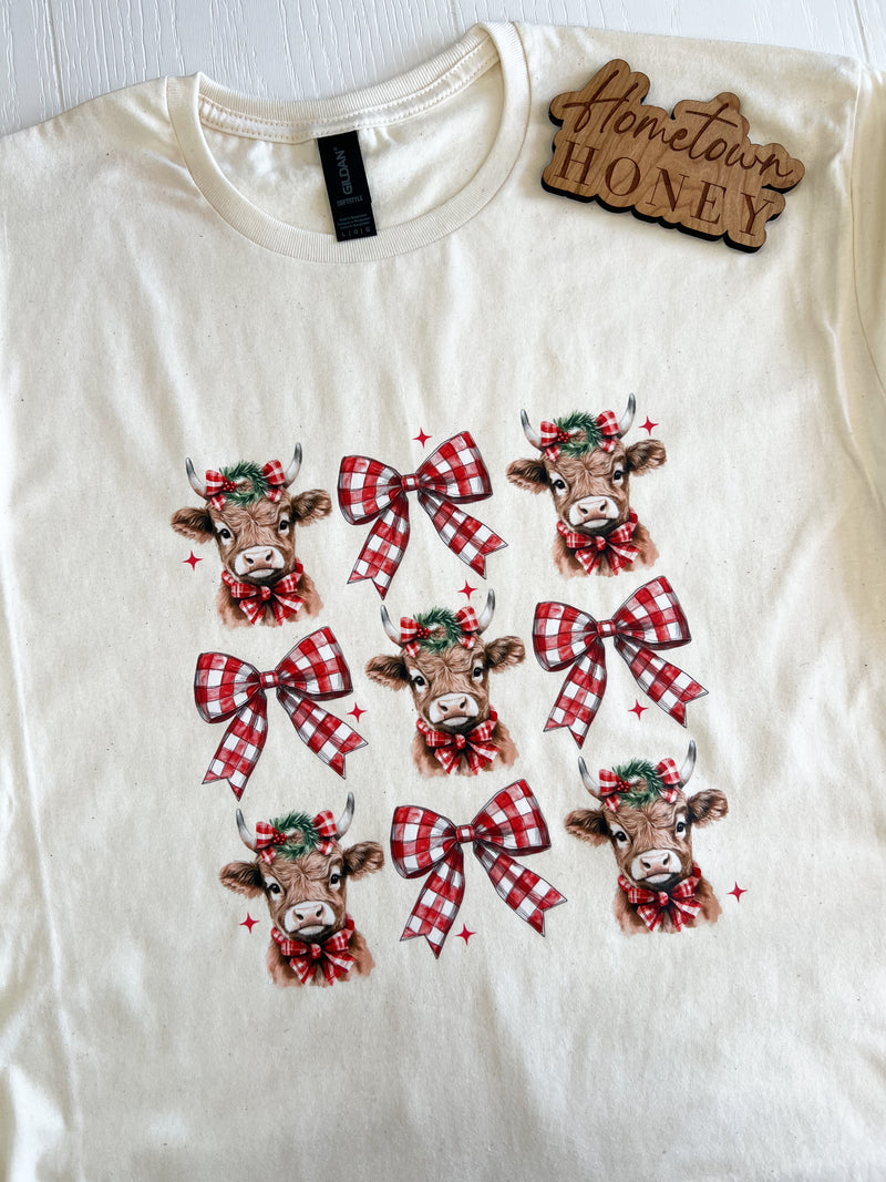 Highland Cows & Bows Graphic Tee | Build Your Own Tshirt Bar