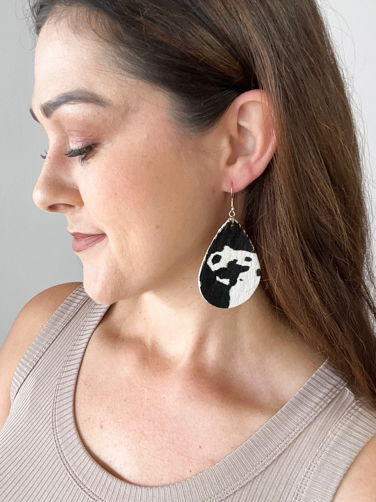 Cow Print Leather Earrings