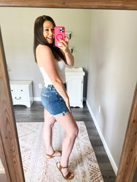 Distressed Denim Shorts